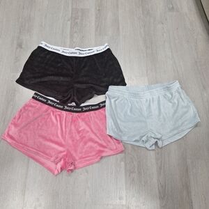 Set of 3- Juicy Couture Women's Short Shorts/Pajamas - Black, Pink, Gray- XL